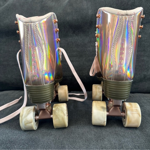IMPALA Holographic Roller Skates, Marawa Pink Rose Gold Retro Disco Y2K - Size 8 - Picture 15 of 15